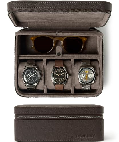 3 Watch Case with Storage Compartment (Brown / 3 Watch Case with Storage)