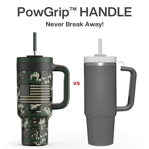 40 oz Camo Tumbler with Handle (Woodland Flag / 40 Ounces)