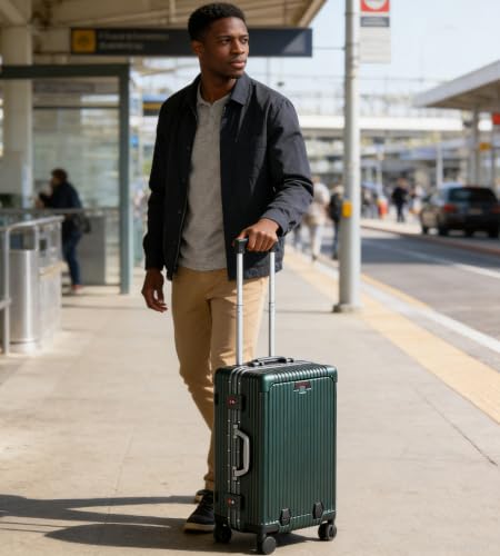 PC Hardside Carry On Luggage (A5-Forest Green (zipperless closure) / 20.8")