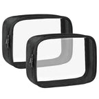 TSA Approved Toiletry Bag Clear Quart Size Travel Bags Makeup Bag (Black / 2 Pack)