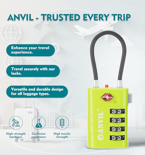 TSA Approved Luggage Locks with Search Alert Indicator (Grass Green)