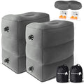 Inflatable Foot Rest Pillow for Airplane Travel (Dark Grey / 2 Pack (Regular Premium))