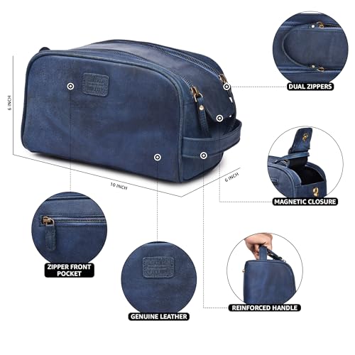 Leather Toiletry Bag for Men (Blue)