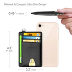 Slim Minimalist Wallet RFID Credit Card Holder for Men (small / Fine Cowhide Black)