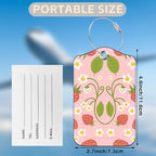 2 Pack Luggage Tags for Suitcases Strawberry and Flowers Leather Luggage Tags Privacy Cover ID Label with Stainless Steel Loop and Address Card for Women Men Travel Bag Backpack (Strawberry and Flowers)