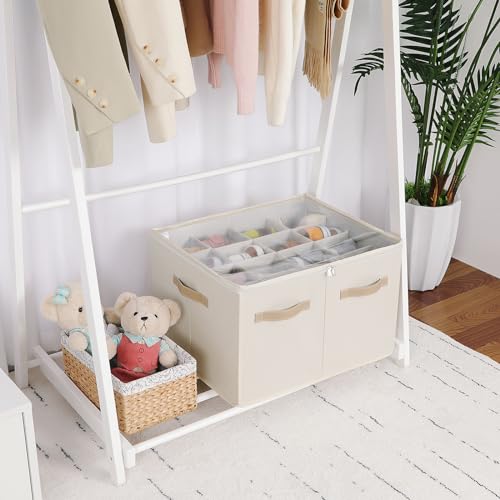 Shoe Organizer for Closet (Beige / Large(20.87''L x 16.54''W x 13.5''H))