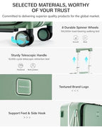 24 Inch Top Opening Checked Luggage with Cup Holder and USB Ports (Forest Green / 24 Inch Pro)