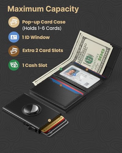 AirTag Wallet for Men (Carbon Fiber Black)