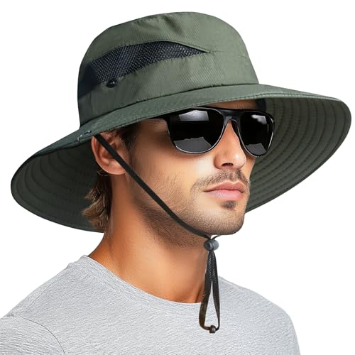 Sun Hats for Men Women Wide Brim Bucket Hat Green (Green (With Mesh))