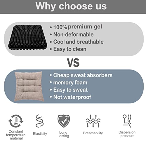 Gel Seat Cushion (Black / 16.5 x 14.5 x 2 inch)