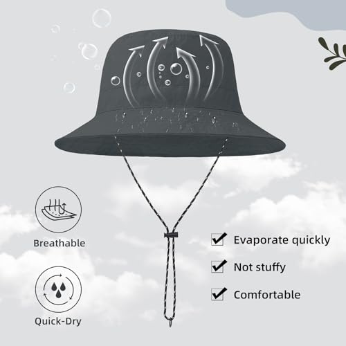 Waterproof Bucket Hats for Woman UPF 50+ Sun Hat UV Protection Packable Rain Hats for Women Lightweight Hiking Hat Gray One Size (Gray)