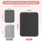 Large Heat Resistant Silicone Mat for Hair Tools (Black)
