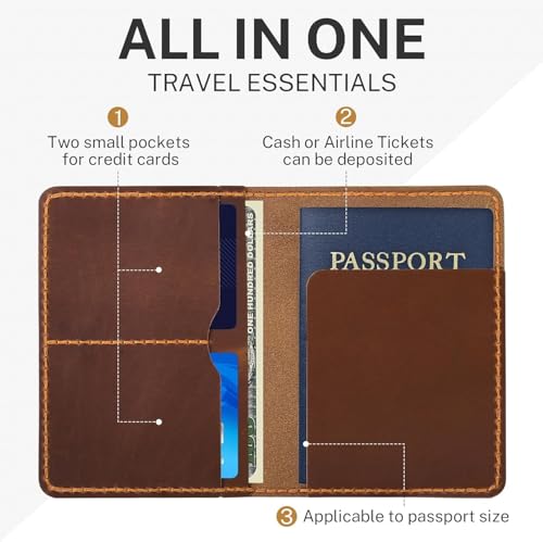 Premium Leather Passport Holder for Travel (Brown)