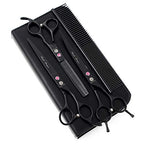 7" Dog Grooming Scissors Set with Rhinestone Accent (Black Painting)