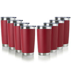 20oz Stainless Steel Tumbler Bulk with Lid (8 Count (Pack of 1) / Powder Red)