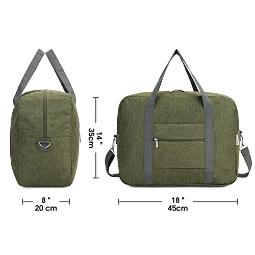For Spirit Airlines Personal Item Bag 18x14x8 Foldable Travel Duffel Bag Tote Duffle Carry on Luggage for Women and Men 30L (Army Green / 30L)