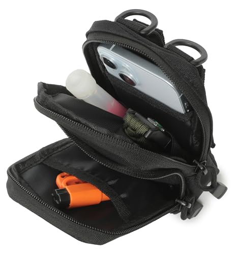 Tactical Molle EDC Pouch Cellphone Pouch Holder Utility Gadget Organizer Bag (Black-A)