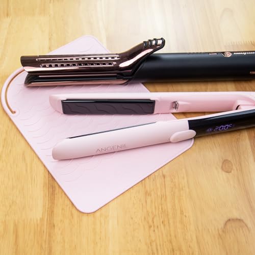 Flat Iron Silicone Mat and Travel Case for Hair Tools (Blush)