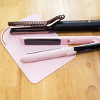 Flat Iron Silicone Mat and Travel Case for Hair Tools (Blush)