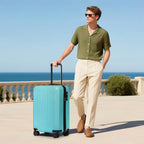 24 Inch Medium Luggage Checked TSA Approved Suitcase (Mint Green / 24" Checked)