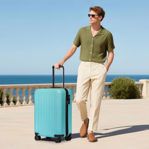 24 Inch Medium Luggage Checked TSA Approved Suitcase (Mint Green / 24" Checked)