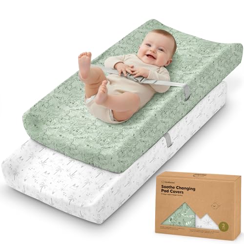2 Pack Organic Changing Pad Covers for Girl (DinoDood)
