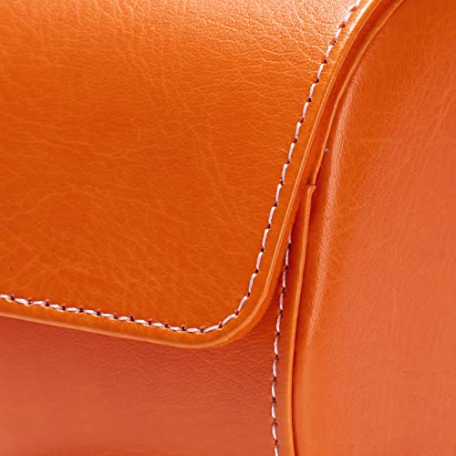 Luxury Leather Watch Storage Box Travel Single Watch Case Jewelry Gift Box for Christmas Anniversary Birthday (Orange)