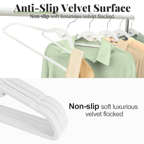 Velvet Felt Stackable Hangers 50 Pack (White)