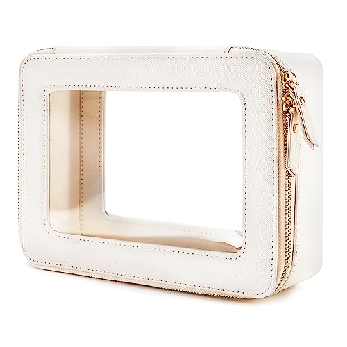 Clear Makeup Bag Organizer (Off-White / Large Glam)