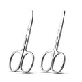 Facial Hair Small Grooming Scissors For Men Women (2PCS - With Cover / Silver)