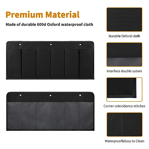 6‑Large‑Pocket RV Bedside Hanging Organizer with Sturdy Hooks (Cloth, 1pcs / Black)