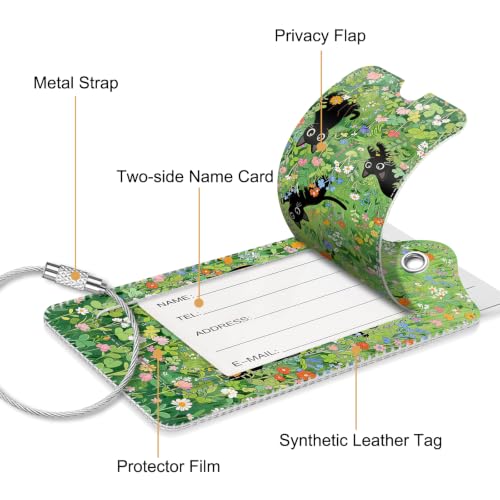 Luggage Tags Privacy Cover ID Label for Travel Bag Suitcase (Cat)