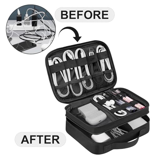 Small Electronic Organizer Travel Case (Antique Black / Small)