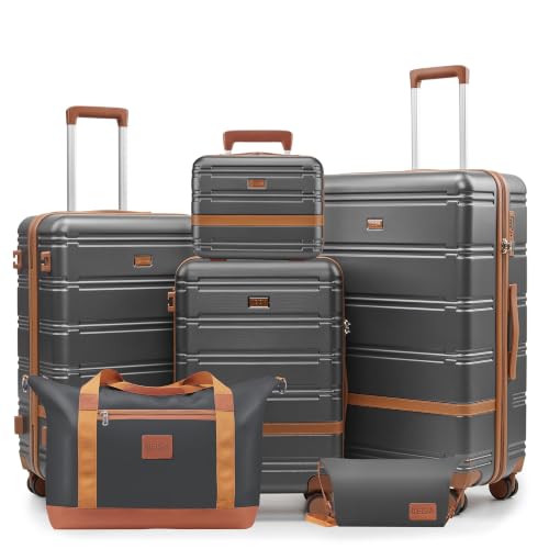 Luggage Sets with spinner wheels (Gray(New) / 6 piece sets （14/20/24/28/DB/TB))