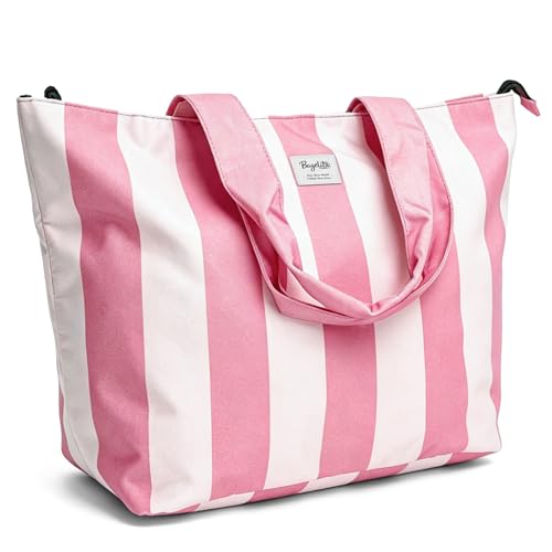 Beach Bags Waterproof Sandproof (Pink + Beige)