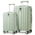 Luggage Sets 2 piece Carry On Luggage with Wheels PC Hard Shell Suitcases Lightweight Checked Travel Luggage Large Travel Suitcase Woman Men 20 (2 Pc Set (20/29) / Bamboo Green)