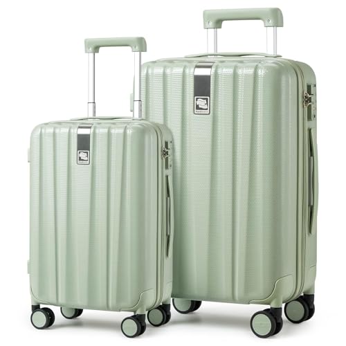 Luggage Sets 2 piece Carry On Luggage with Wheels PC Hard Shell Suitcases Lightweight Checked Travel Luggage Large Travel Suitcase Woman Men 20 (2 Pc Set (20/29) / Bamboo Green)