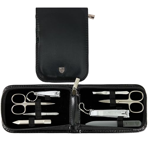 manicure pedicure set kit (BLACK - SYNTHETIC LEATHER)