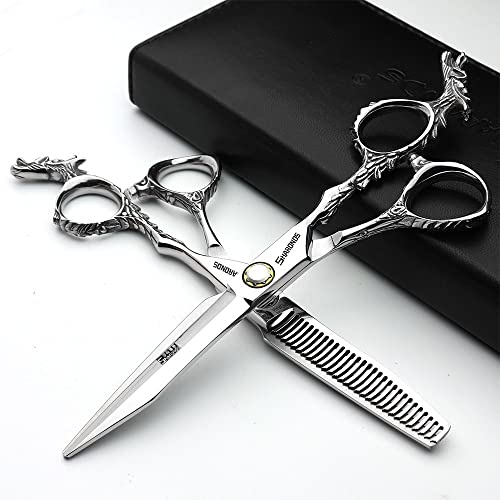 6/7-inch Professional Hairdresser Set, Stainless Steel Scissors (6 inch-3pc-A) (6 Inch-3pc-a)