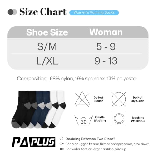 Ankle Compression Socks for Women 6 Pairs (Large-X-Large / Black+white+navy（6 Pairs）)
