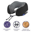 Neck Pillow for Travel with Travel Pouch (Black Striped Kit)
