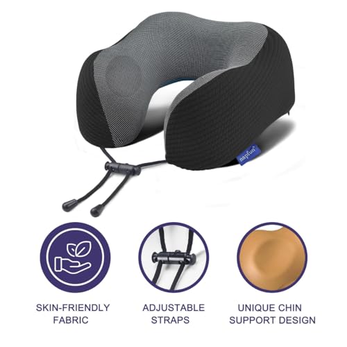 Neck Pillow for Travel with Travel Pouch (Black Striped Kit)