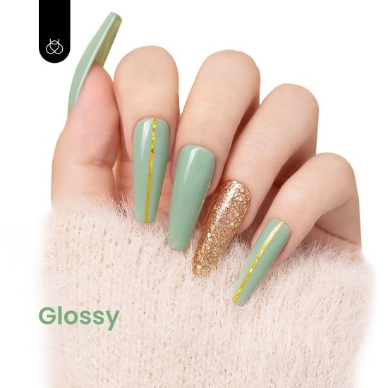 Beetles Green Gel Nail Polish 15ML Soak Off UV Gel for Fall Nail Art DIY (H - Creme Green | Eucalyptus)