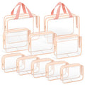10 PCS Clear Travel Bags for Toiletries (Orange-Pink)