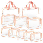 10 PCS Clear Travel Bags for Toiletries (Orange-Pink)