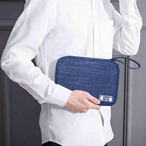 Travel Electronics Organizer Portable Cable Organizer Bag for Storage Electronic Accessories Case for Cord (Navy Blue)