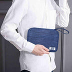 Travel Electronics Organizer Portable Cable Organizer Bag for Storage Electronic Accessories Case for Cord (Navy Blue)