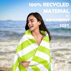 Microfiber Beach Towel Sand (X-light Green Stripes / Extra Large(67x35"))