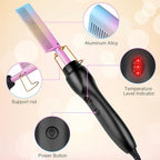 Electric Hot Comb Hair Straightener Heat Pressing Comb Curling Flat Iron Curler Hair Straightener Brush for Natural Black (Multicolored)