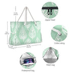 Large Beach Bags Totes Canvas Tote Shoulder Bag Soft Wave Water Resistant Bags for Gym Travel Daily Ocean (Palm Leaves)